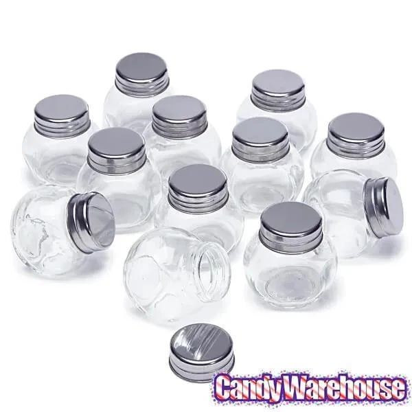 Mini Glass Favor Jars - 1.5-Ounce Candy Jar With Silver Top: 12-Piece Set 4 Mini Glass Favor Jars - 1.5-Ounce Candy Jar With Silver Top: 12-Piece Set - Image 4