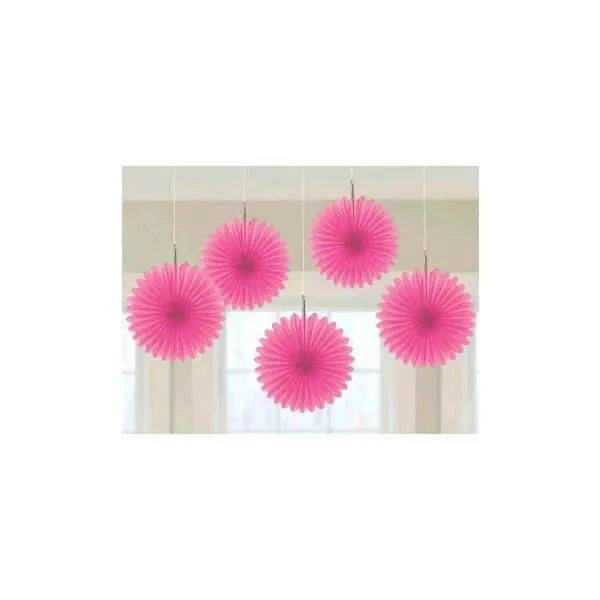 Mini Hanging Fans - Hot Pink: 5-Piece Pack 2 Mini Hanging Fans - Hot Pink: 5-Piece Pack - Image 2
