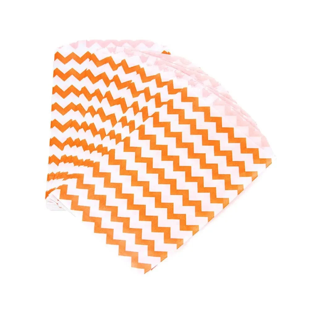 Orange Chevron Stripe Candy Bags: 25-Piece Pack 1 Orange Chevron Stripe Candy Bags: 25-Piece Pack