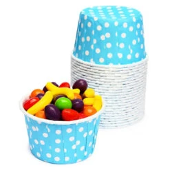 Paper 4-Ounce Candy Cups - Baby Blue Polka Dots: 25-Piece Pack