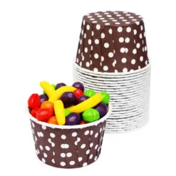Paper 4-Ounce Candy Cups - Brown Polka Dots: 25-Piece Pack