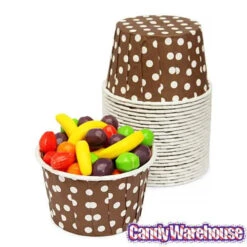 Paper 4-Ounce Candy Cups - Brown Polka Dots: 25-Piece Pack 5 Paper 4-Ounce Candy Cups - Brown Polka Dots: 25-Piece Pack -Candy Haven Shop paper 4 ounce candy cups brown polka dots 25 piece pack candy warehouse 3