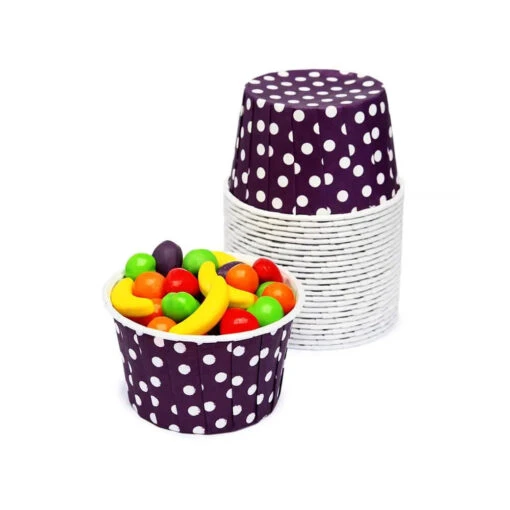 Paper 4-Ounce Candy Cups - Purple Polka Dots: 25-Piece Pack -Candy Haven Shop paper 4 ounce candy cups purple polka dots 25 piece pack candy warehouse 1 57177557 52f2 4d65 8a14 c9c974aad04f