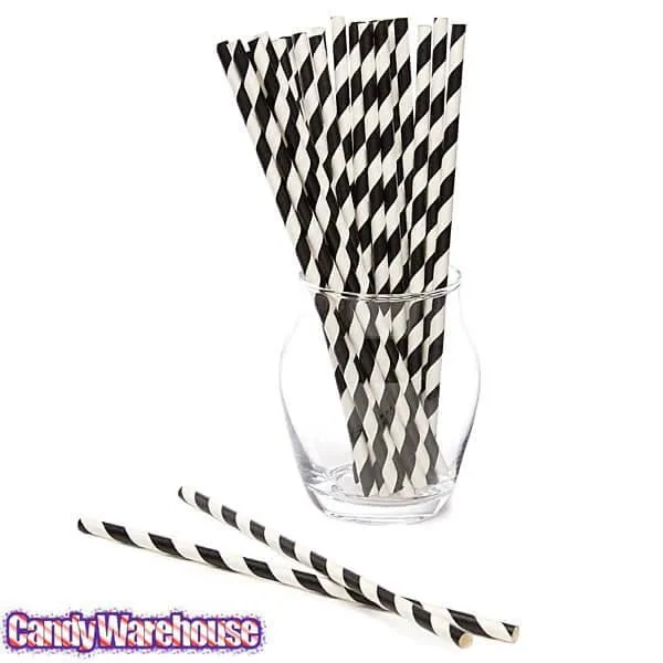 Paper 7.75-Inch Drinking Straws - Black Stripes: 25-Piece Pack 2 Paper 7.75-Inch Drinking Straws - Black Stripes: 25-Piece Pack - Image 2