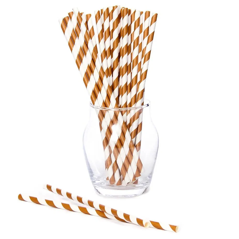 Paper 7.75-Inch Drinking Straws - Brown Stripes: 25-Piece Pack 1 Paper 7.75-Inch Drinking Straws - Brown Stripes: 25-Piece Pack