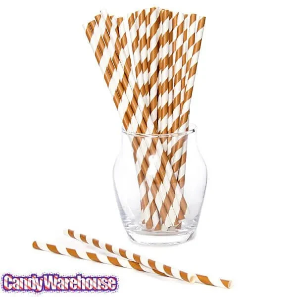Paper 7.75-Inch Drinking Straws - Brown Stripes: 25-Piece Pack 2 Paper 7.75-Inch Drinking Straws - Brown Stripes: 25-Piece Pack - Image 2
