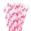 Paper 7.75-Inch Drinking Straws - Bubblegum Pink Polka Dots: 25-Piece Pack