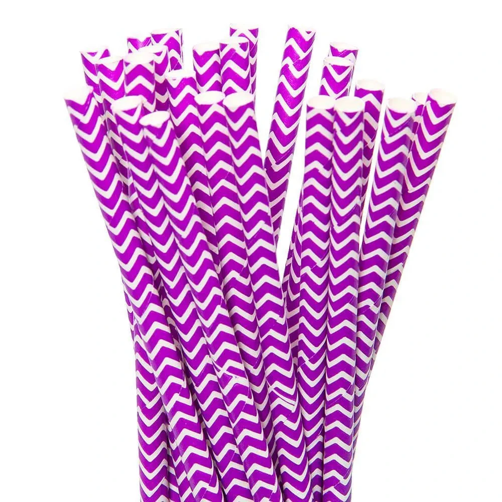 Paper 7.75-Inch Drinking Straws - Lavender Chevron Stripes: 25-Piece Pack 1 Paper 7.75-Inch Drinking Straws - Lavender Chevron Stripes: 25-Piece Pack