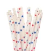 Paper 7.75-Inch Drinking Straws - Patriotic Red And Blue Stars: 25-Piece Pack