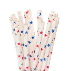Paper 7.75-Inch Drinking Straws - Patriotic Red And Blue Stars: 25-Piece Pack