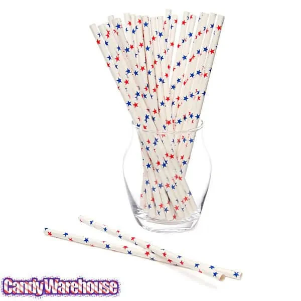 Paper 7.75-Inch Drinking Straws - Patriotic Red And Blue Stars: 25-Piece Pack 3 Paper 7.75-Inch Drinking Straws - Patriotic Red And Blue Stars: 25-Piece Pack - Image 3