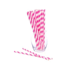 Paper 7.75-Inch Drinking Straws - Pink Stripes: 25-Piece Pack