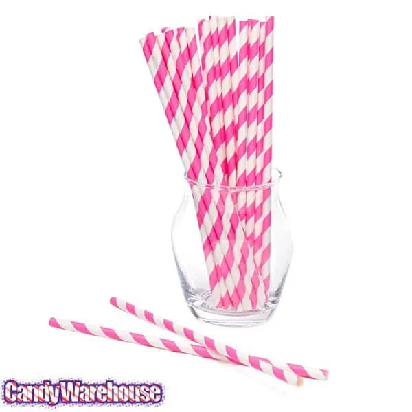 Paper 7.75-Inch Drinking Straws - Pink Stripes: 25-Piece Pack 4 Paper 7.75-Inch Drinking Straws - Pink Stripes: 25-Piece Pack - Image 4