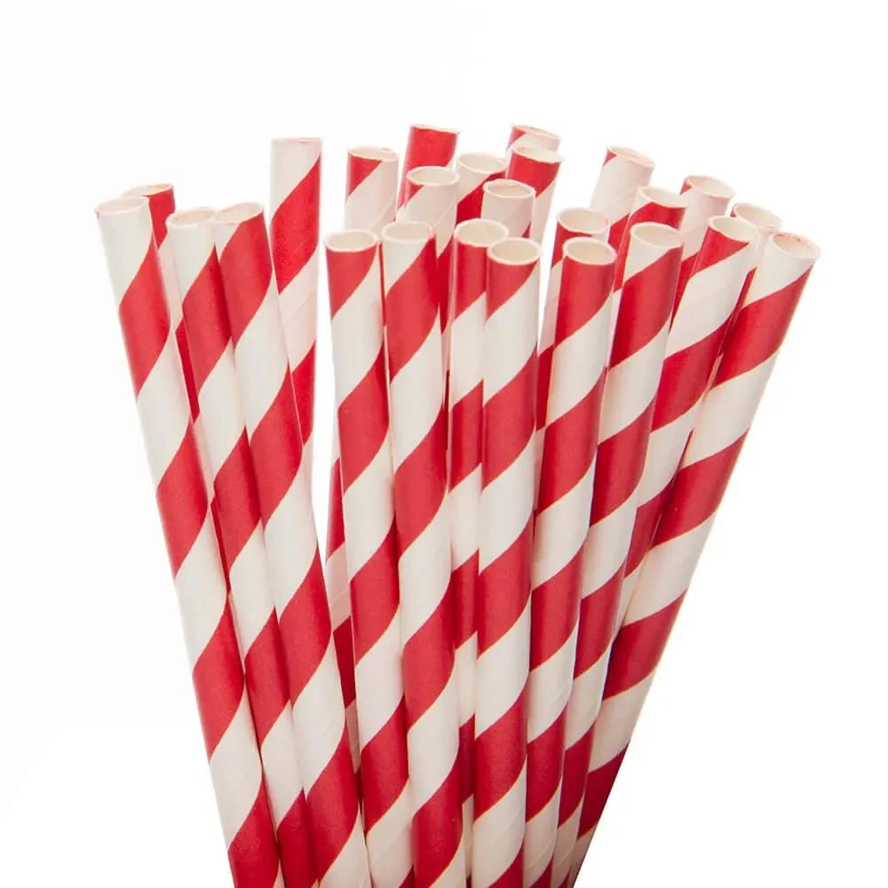 Paper 7.75-Inch Drinking Straws - Red Stripes: 25-Piece Pack 1 Paper 7.75-Inch Drinking Straws - Red Stripes: 25-Piece Pack