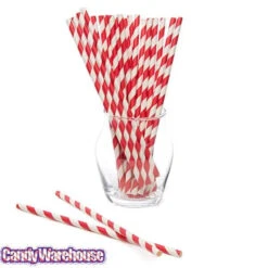 Paper 7.75-Inch Drinking Straws - Red Stripes: 25-Piece Pack 5 Paper 7.75-Inch Drinking Straws - Red Stripes: 25-Piece Pack -Candy Haven Shop paper 7 75 inch drinking straws red stripes 25 piece pack candy warehouse 3