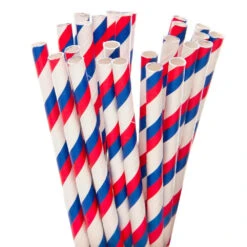 Paper 7.75-Inch Drinking Straws - Red White AndBlue Stripes: 25-Piece Pack