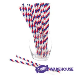 Paper 7.75-Inch Drinking Straws - Red White AndBlue Stripes: 25-Piece Pack -Candy Haven Shop paper 7 75 inch drinking straws red white and blue stripes 25 piece pack candy warehouse 3