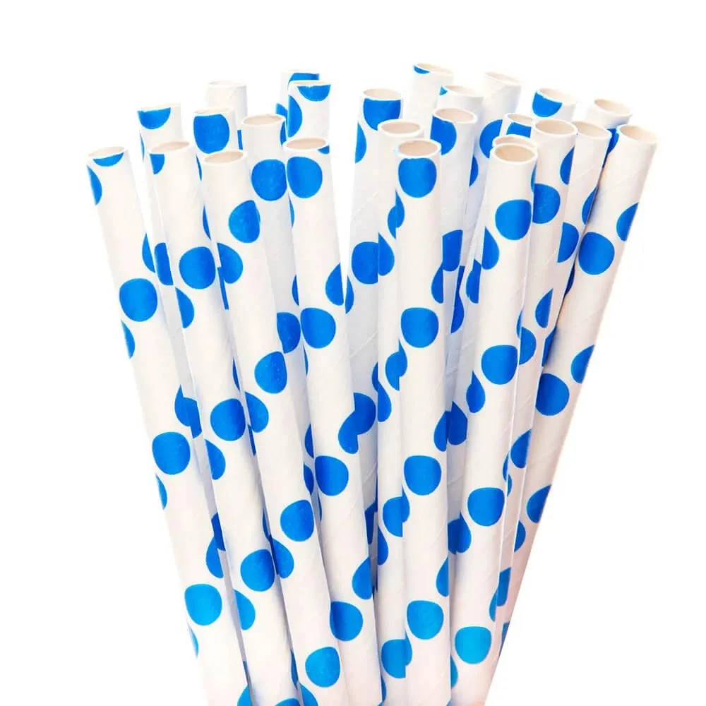 Paper 7.75-Inch Drinking Straws - Royal Blue Polka Dots: 25-Piece Pack 1 Paper 7.75-Inch Drinking Straws - Royal Blue Polka Dots: 25-Piece Pack