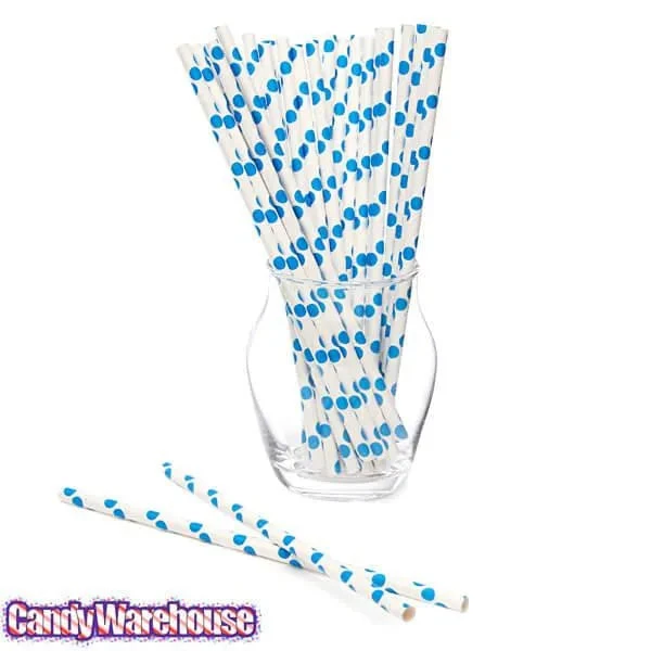 Paper 7.75-Inch Drinking Straws - Royal Blue Polka Dots: 25-Piece Pack 2 Paper 7.75-Inch Drinking Straws - Royal Blue Polka Dots: 25-Piece Pack - Image 2