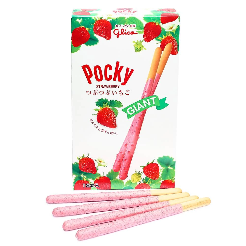 Pocky - Giant Strawberry Cream Covered Biscuit Sticks Packs: 15-Piece Box 1 Pocky - Giant Strawberry Cream Covered Biscuit Sticks Packs: 15-Piece Box