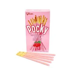 Pocky - Strawberry Cream Covered Biscuit Sticks Packs: 10-Piece Box
