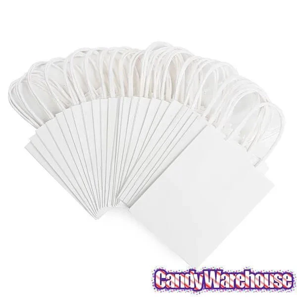 Small Candy Bags With Handles - White: 24-Piece Pack 2 Small Candy Bags With Handles - White: 24-Piece Pack - Image 2