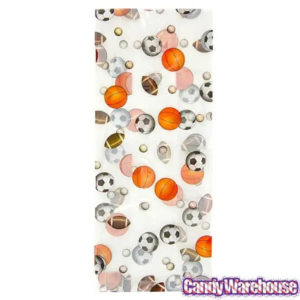 Sports Balls Print Clear Cello Candy Bags: 100-Piece Box 2 Sports Balls Print Clear Cello Candy Bags: 100-Piece Box - Image 2
