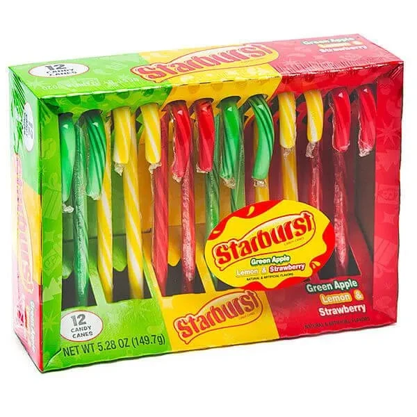 Starburst Candy Canes: 12-Piece Box 1 Starburst Candy Canes: 12-Piece Box