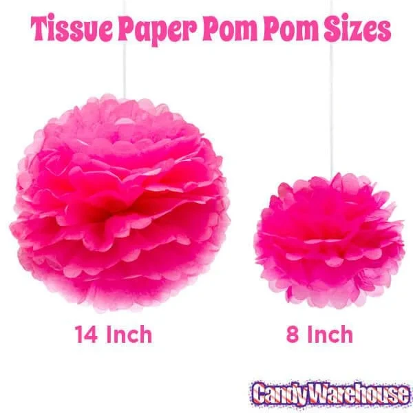 Tissue Paper 14-Inch Pom Pom - Hot Pink 2 Tissue Paper 14-Inch Pom Pom - Hot Pink - Image 2