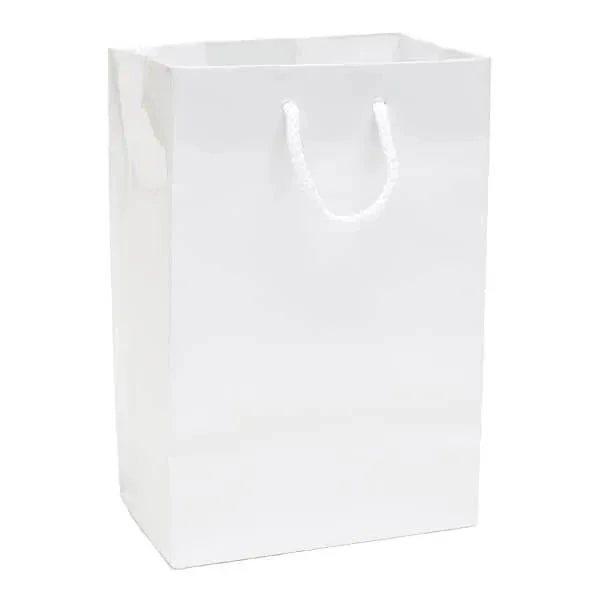 White Glossy Candy Bags With Handles - Small: 12-Piece Pack 1 White Glossy Candy Bags With Handles - Small: 12-Piece Pack