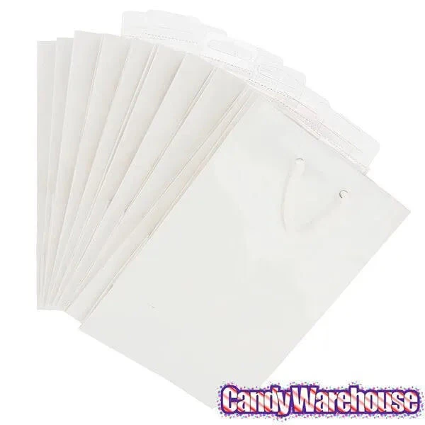 White Glossy Candy Bags With Handles - Small: 12-Piece Pack 2 White Glossy Candy Bags With Handles - Small: 12-Piece Pack - Image 2