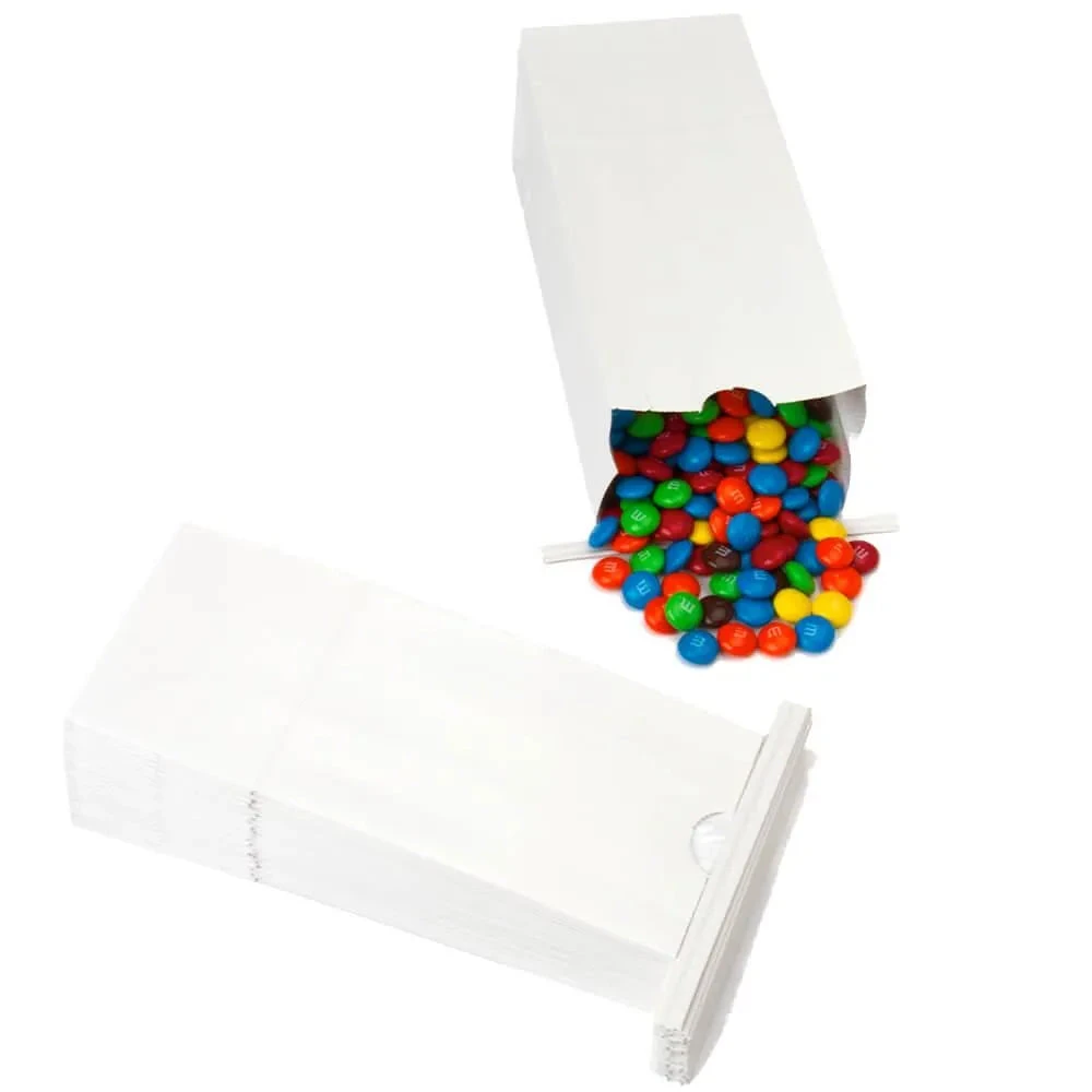 White Tin Tie Candy Bags: 100-Piece Box 1 White Tin Tie Candy Bags: 100-Piece Box