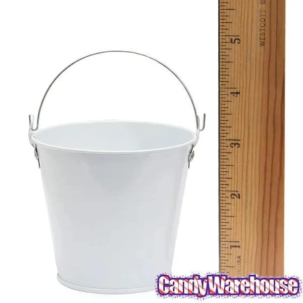 White Tinplate Pails With Handles: 12-Piece Set 2 White Tinplate Pails With Handles: 12-Piece Set - Image 2