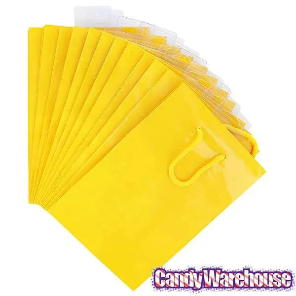 Yellow Glossy Candy Bags With Handles - Small: 12-Piece Pack 2 Yellow Glossy Candy Bags With Handles - Small: 12-Piece Pack - Image 2
