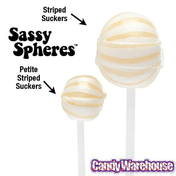 YumJunkie Sassy Spheres Pineapple White Striped Ball Lollipops: 100-Piece Bag 2 YumJunkie Sassy Spheres Pineapple White Striped Ball Lollipops: 100-Piece Bag - Image 2